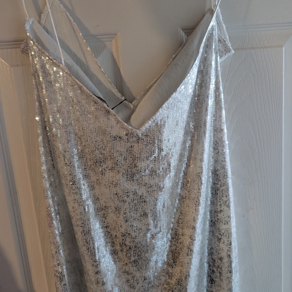 2/$50 Zara Strapless Silver Sequin Slip Dress - Picture 7 of 8